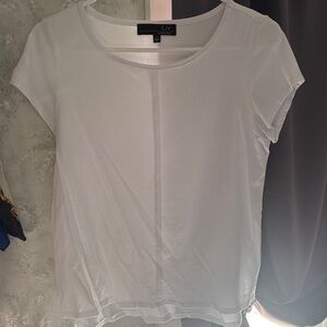 Habitat White Short Sleeve Crewneck Top with Center Seam